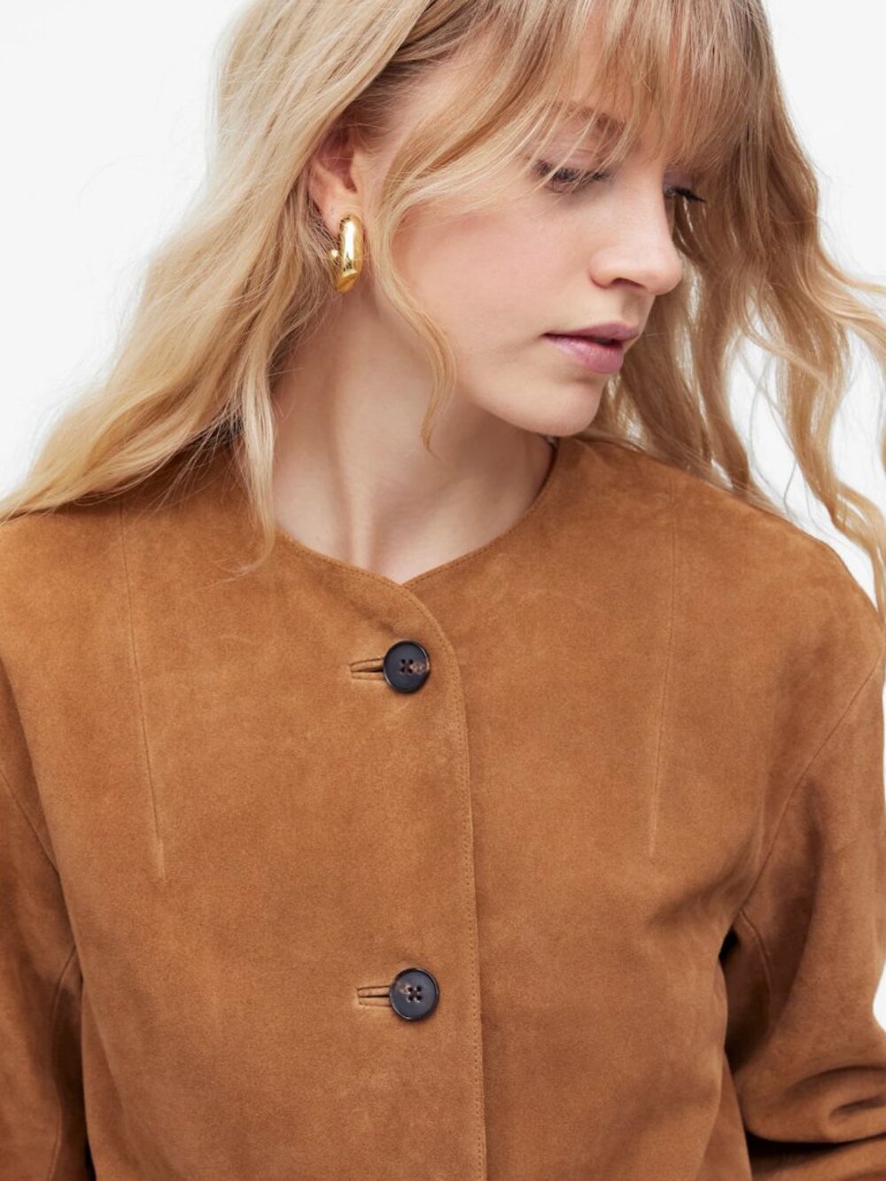 Sz XXS XX Small Madewell Crop Cardigan Jacket in Aged Cognac Suede Tan Madewell - Picture 4 of 6